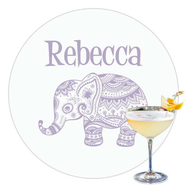 Custom Baby Elephant Printed Drink Topper - 3.5" (Personalized)