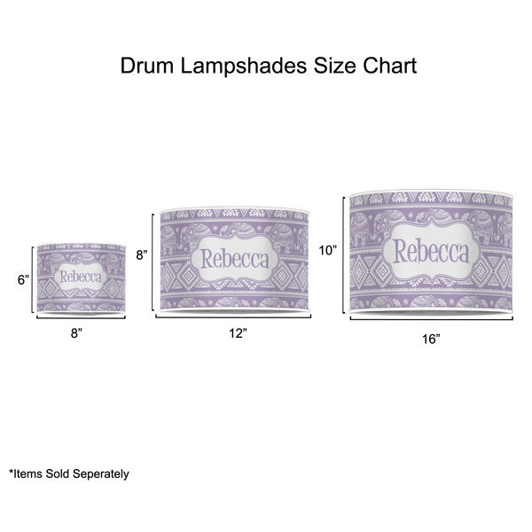 Baby Elephant Drum Lampshades - Sizing Chart