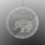 Baby Elephant Engraved Glass Ornament - Round (Personalized)