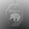 Baby Elephant Engraved Glass Ornaments - Octagon