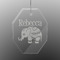 Baby Elephant Engraved Glass Ornament - Octagon (Personalized)