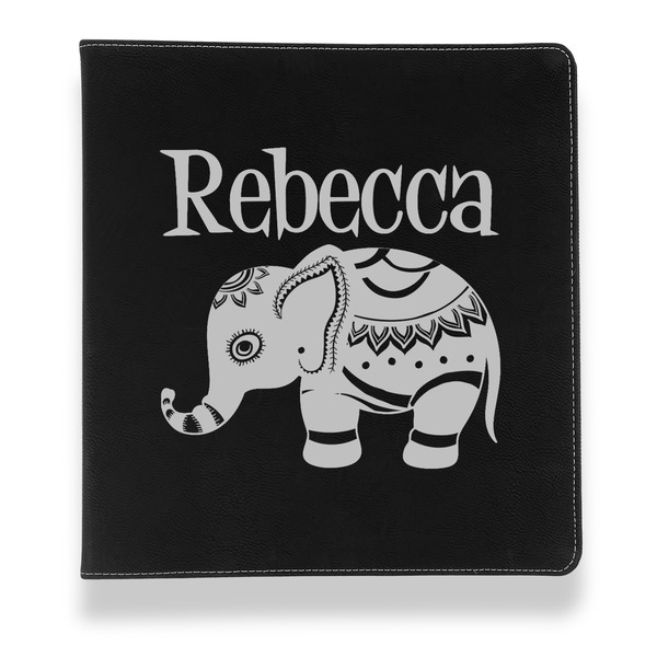 Custom Baby Elephant Leather Binder - 1" - Black (Personalized)