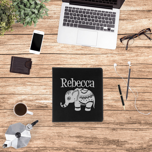 Baby Elephant Leather Binder - 1" - Black - Lifestyle