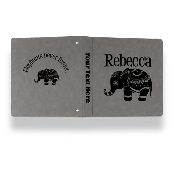 Baby Elephant Leather Binder - 1" - Grey - Back Spine Front View