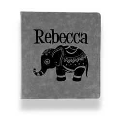 Baby Elephant Leather Binder - 1" - Grey (Personalized)
