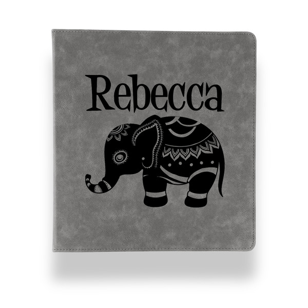 Custom Baby Elephant Leather Binder - 1" - Grey (Personalized)