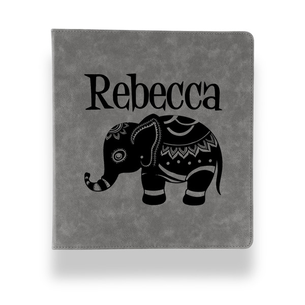 Baby Elephant Leather Binder - 1" - Grey - Front View