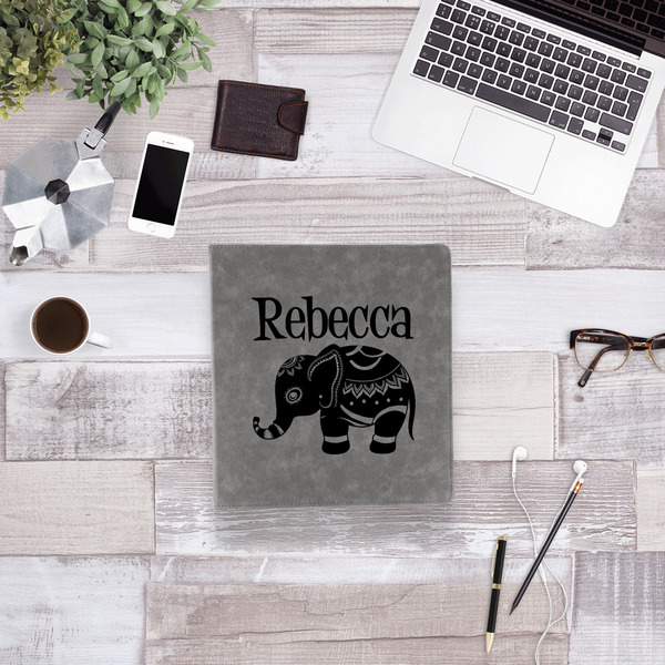 Baby Elephant Leather Binder - 1" - Grey - Lifestyle View