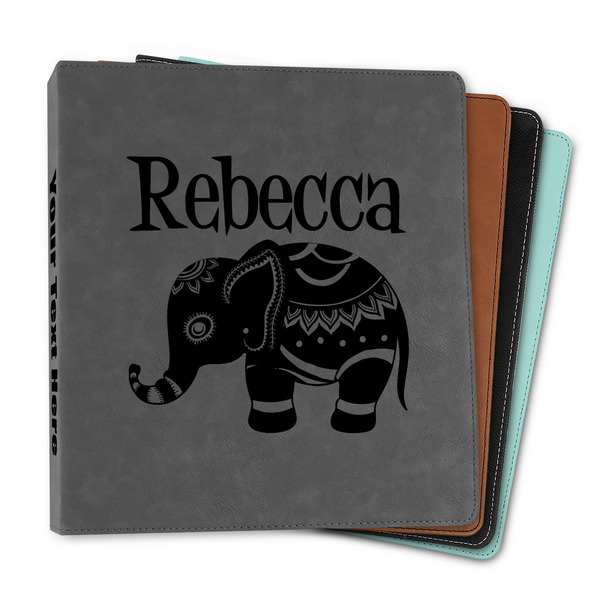 Custom Baby Elephant Leather Binder - 1" (Personalized)