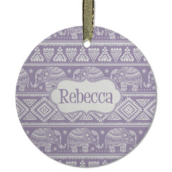Baby Elephant Flat Glass Ornament - Round w/ Name or Text