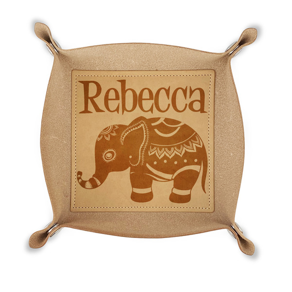 Custom Baby Elephant Genuine Leather Valet Tray (Personalized)
