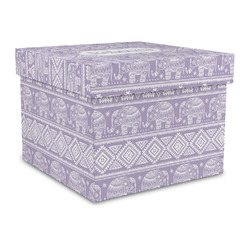 Baby Elephant Gift Box with Lid - Canvas Wrapped - Large (Personalized)