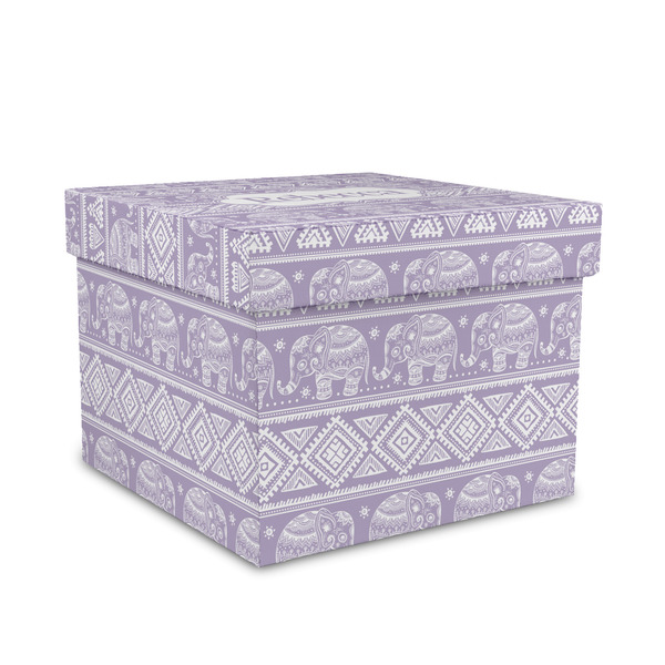 Custom Baby Elephant Gift Box with Lid - Canvas Wrapped - Medium (Personalized)