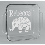 Baby Elephant Glass Cake Dish - 8in x 8in (Personalized)