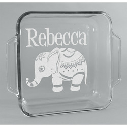 Baby Elephant Glass Cake Dish - 8in x 8in (Personalized)