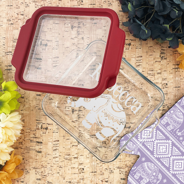 Baby Elephant Glass Cake Dish - LIFESTYLE (8x8)