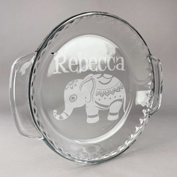 Baby Elephant Glass Pie Dish - 9.5in Round (Personalized)