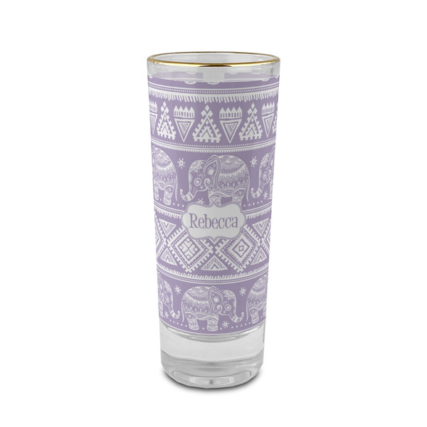 Custom Baby Elephant 2 oz Shot Glass -  Glass with Gold Rim - Single (Personalized)