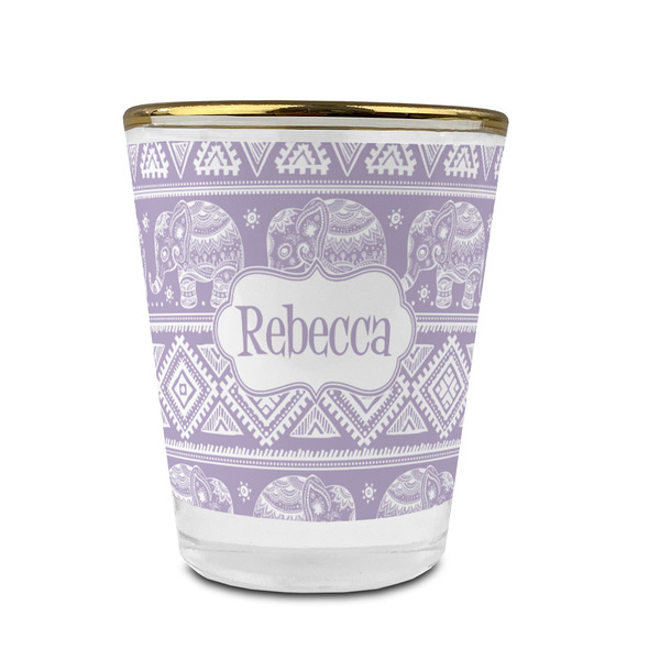 Baby Elephant Glass Shot Glass - With gold rim - FRONT