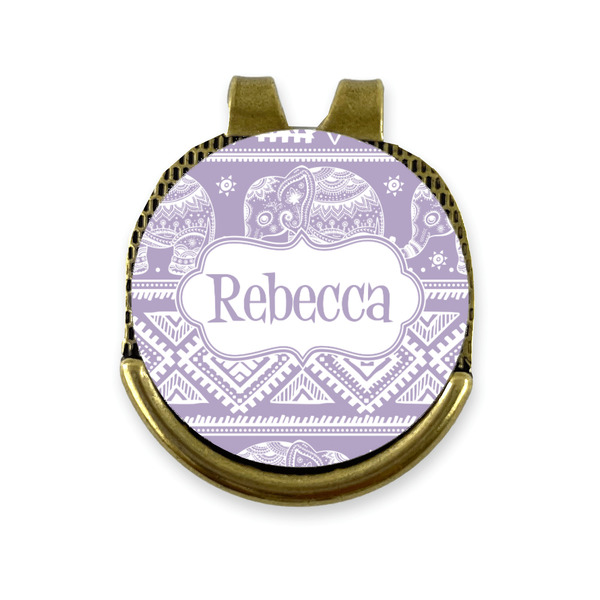 Custom Baby Elephant Golf Ball Marker - Hat Clip - Gold