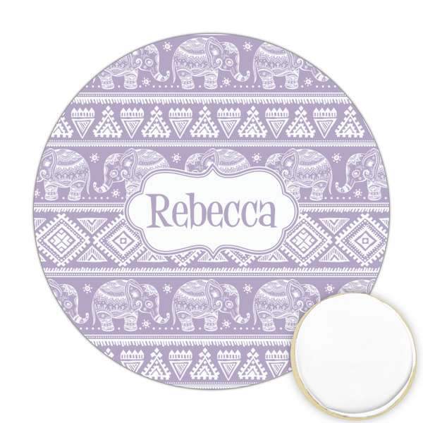 Custom Baby Elephant Printed Cookie Topper - Round (Personalized)