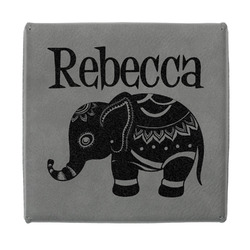 Baby Elephant Jewelry Gift Box - Engraved Leather Lid (Personalized)