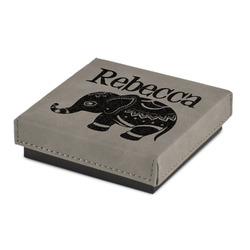 Baby Elephant Jewelry Gift Box - Engraved Leather Lid (Personalized)