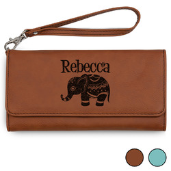 Baby Elephant Ladies Leatherette Wallet - Laser Engraved (Personalized)