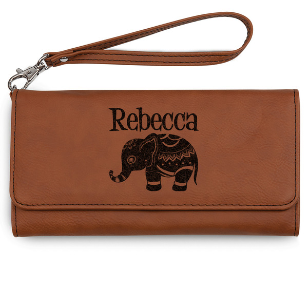 Custom Baby Elephant Ladies Leatherette Wallet - Laser Engraved - Rawhide (Personalized)