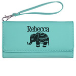 Baby Elephant Ladies Leatherette Wallet - Laser Engraved- Teal (Personalized)