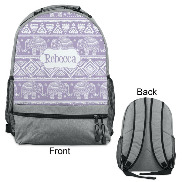 Baby Elephant Large Backpack - Gray - Front & Back View