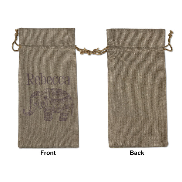 Baby Elephant Large Burlap Gift Bags - Front Approval