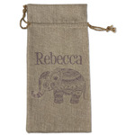 Baby Elephant Large Burlap Gift Bag - Front (Personalized)