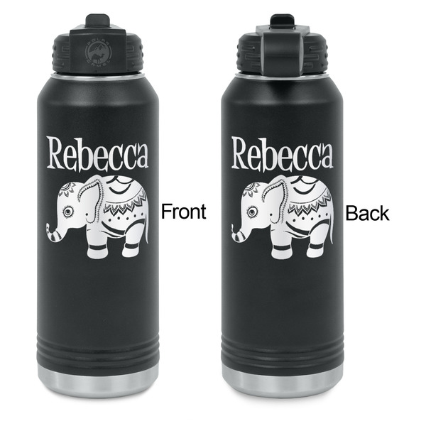 Baby Elephant Laser Engraved Water Bottles - Front & Back Engraving - Front & Back View
