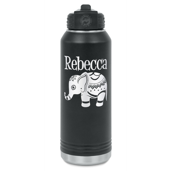 Custom Baby Elephant Water Bottle - Laser Engraved - Front (Personalized)