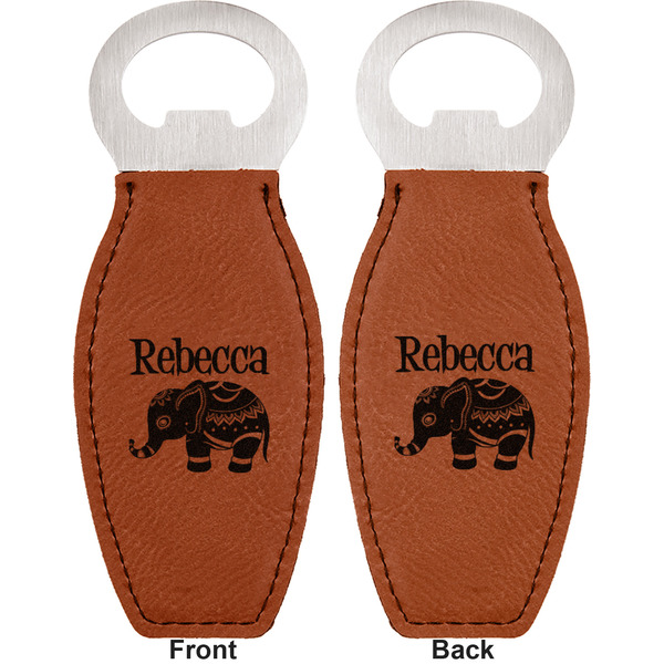 Baby Elephant Leather Bar Bottle Opener - Front and Back