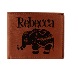 Baby Elephant Leatherette Bifold Wallet (Personalized)