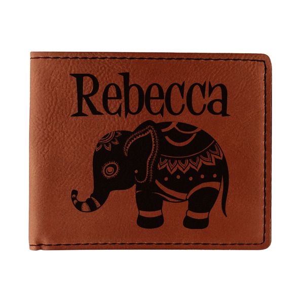 Custom Baby Elephant Leatherette Bifold Wallet - Double Sided (Personalized)