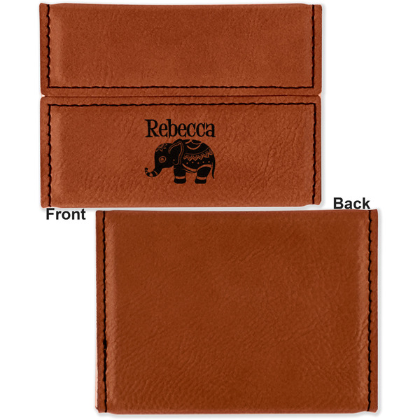 Baby Elephant Leather Business Card Holder Front Back Single Sided - Apvl