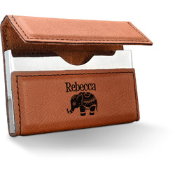 Baby Elephant Leatherette Business Card Holder - Single Sided (Personalized)