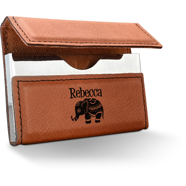 Custom Baby Elephant Leatherette Business Card Holder - Single Sided (Personalized)