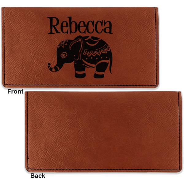 Baby Elephant Leather Checkbook Holder Front and Back Single Sided - Apvl