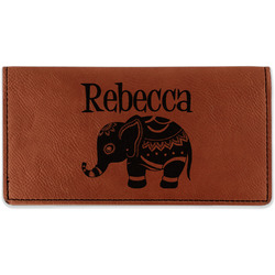 Baby Elephant Leatherette Checkbook Holder - Double Sided (Personalized)