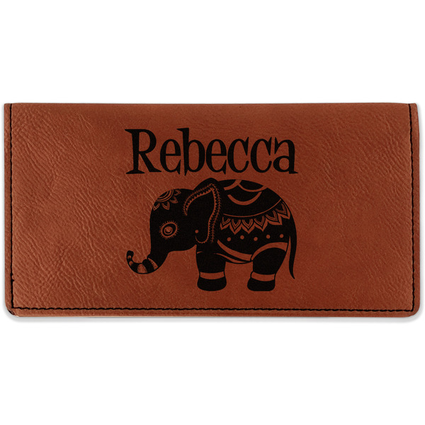 Custom Baby Elephant Leatherette Checkbook Holder - Double Sided (Personalized)