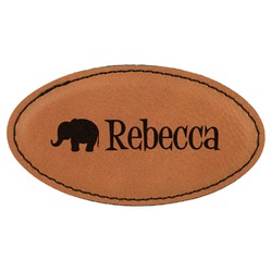 Baby Elephant Leatherette Oval Name Badge with Magnet (Personalized)