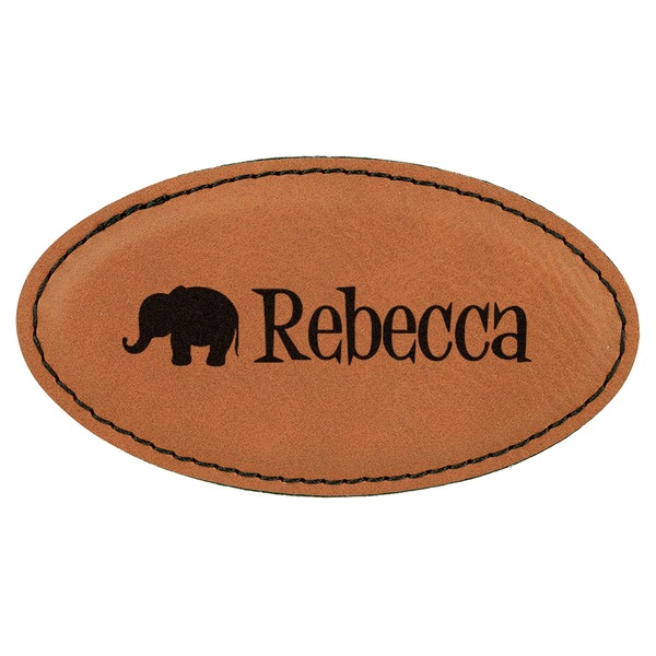 Custom Baby Elephant Leatherette Oval Name Badge with Magnet (Personalized)