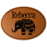 Baby Elephant Faux Leather Iron On Patch - Oval (Personalized)