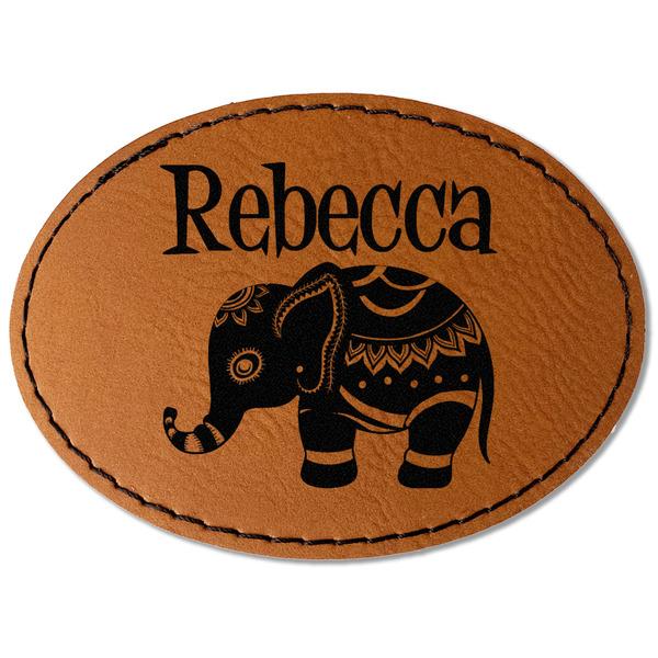 Custom Baby Elephant Faux Leather Iron On Patch - Oval (Personalized)