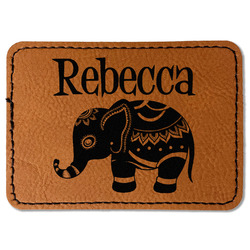 Baby Elephant Faux Leather Iron On Patch - Rectangle (Personalized)