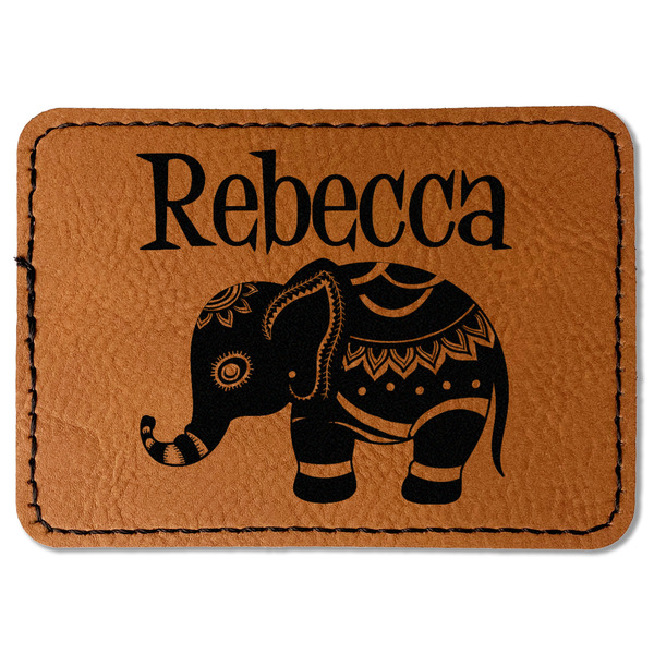 Custom Baby Elephant Faux Leather Iron On Patch - Rectangle (Personalized)
